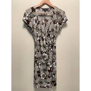 Vintage Connected Womens Wrap Dress Size 6 Brown Floral Forest Fairy Grunge Y2K